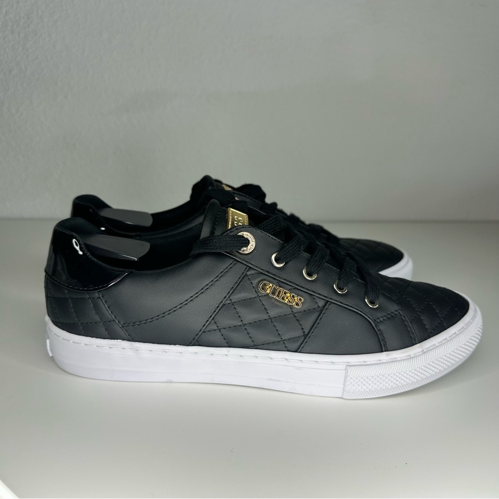 Guess-Loven Quilted Sneakers-Black-Gold-Women size 10
